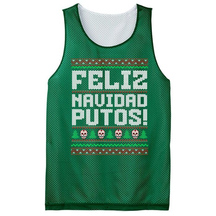 Feliz Navidad Putos Mexican Christmas Sweater Funny Mesh Reversible Basketball Jersey Tank