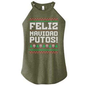 Feliz Navidad Putos Mexican Christmas Sweater Funny Women's Perfect Tri Rocker Tank