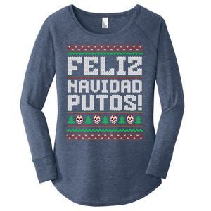 Feliz Navidad Putos Mexican Christmas Sweater Funny Women's Perfect Tri Tunic Long Sleeve Shirt