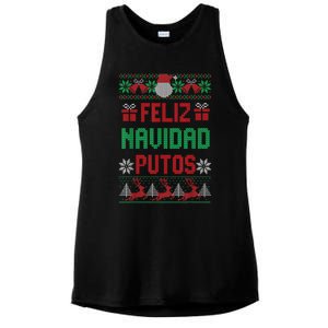 Feliz Navidad Putos Ugly Mexican Christmas Sweater Funny Ladies PosiCharge Tri-Blend Wicking Tank