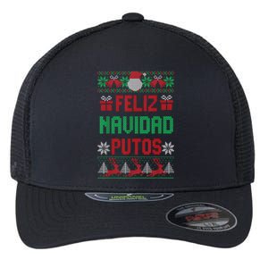 Feliz Navidad Putos Ugly Mexican Christmas Sweater Funny Flexfit Unipanel Trucker Cap