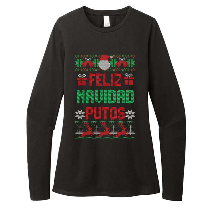 Feliz Navidad Putos Ugly Mexican Christmas Sweater Funny Womens CVC Long Sleeve Shirt