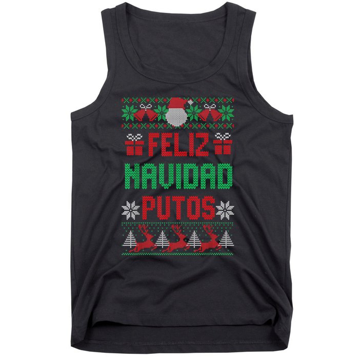 Feliz Navidad Putos Ugly Mexican Christmas Sweater Funny Tank Top