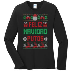 Feliz Navidad Putos Ugly Mexican Christmas Sweater Funny Ladies Long Sleeve Shirt