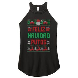 Feliz Navidad Putos Ugly Mexican Christmas Sweater Funny Women's Perfect Tri Rocker Tank