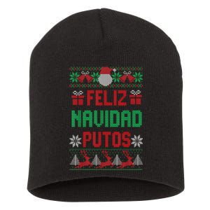 Feliz Navidad Putos Ugly Mexican Christmas Sweater Funny Short Acrylic Beanie