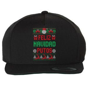 Feliz Navidad Putos Ugly Mexican Christmas Sweater Funny Wool Snapback Cap