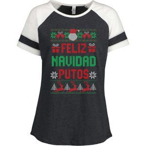 Feliz Navidad Putos Ugly Mexican Christmas Sweater Funny Enza Ladies Jersey Colorblock Tee