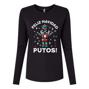 Feliz Navidad Putos Nutcracker Funny Christmas Womens Cotton Relaxed Long Sleeve T-Shirt