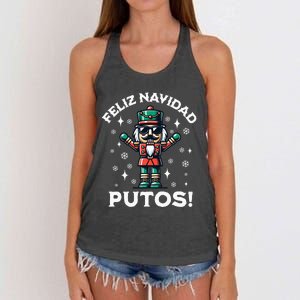 Feliz Navidad Putos Nutcracker Funny Christmas Women's Knotted Racerback Tank