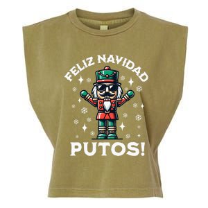 Feliz Navidad Putos Nutcracker Funny Christmas Garment-Dyed Women's Muscle Tee