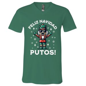 Feliz Navidad Putos Nutcracker Funny Christmas V-Neck T-Shirt