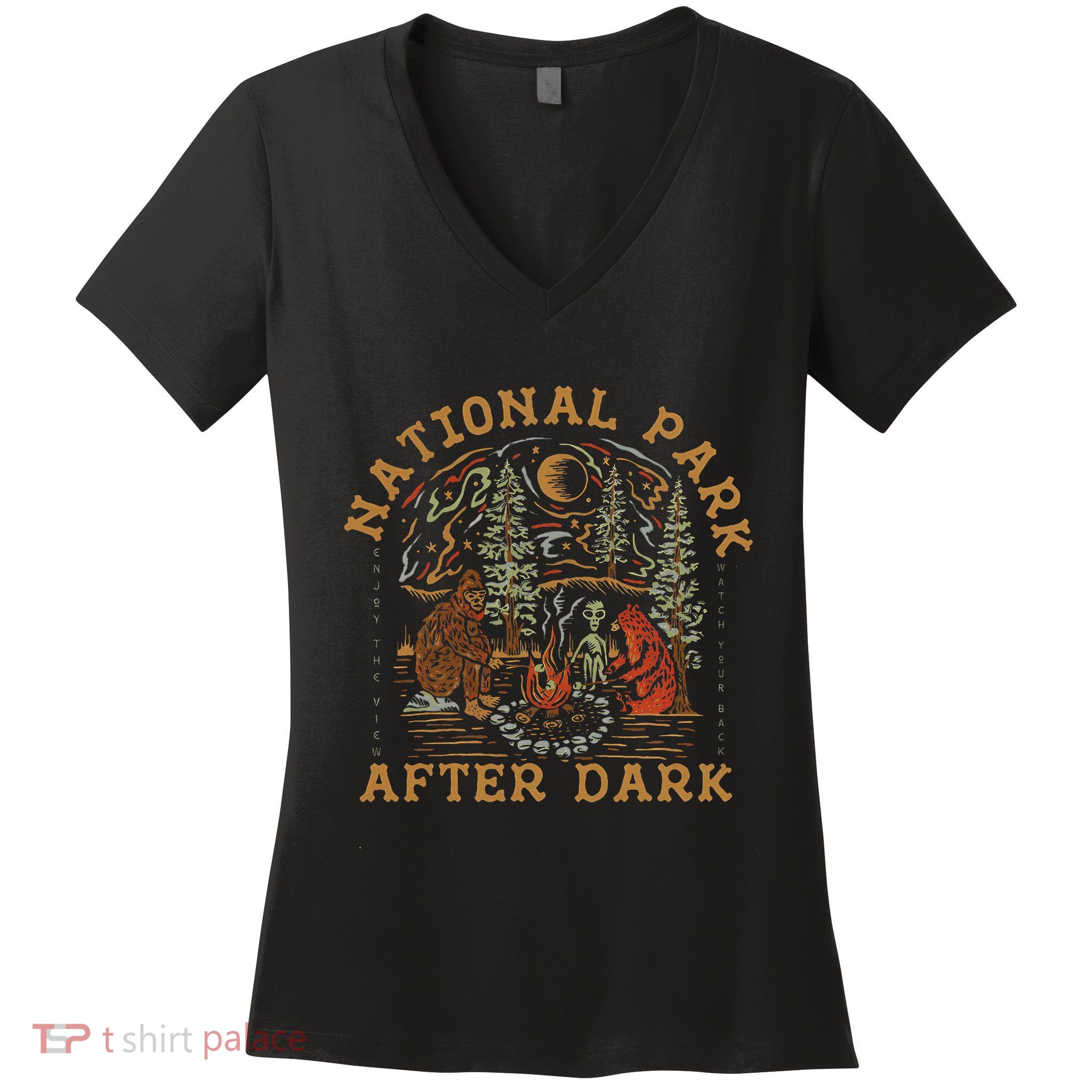 Funny National Park After Dark Women's V-Neck T-Shirt