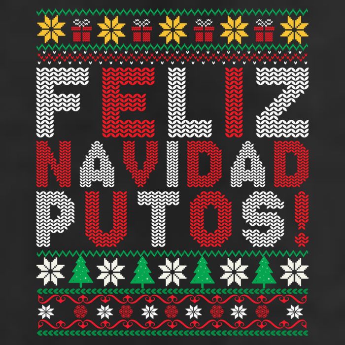 Feliz Navidad Putos Ugly Sweater Christmas Funny 7 Panel Mesh Trucker Snapback Hat