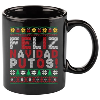 Feliz Navidad Putos Ugly Sweater Christmas Funny 11oz C Handle Ceramic Mug
