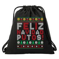 Feliz Navidad Putos Ugly Sweater Christmas Funny Drawstring Bag