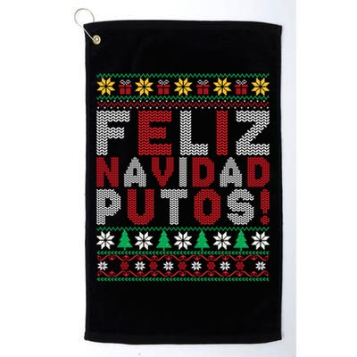 Feliz Navidad Putos Ugly Sweater Christmas Funny Golf Towel