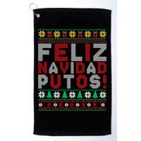 Feliz Navidad Putos Ugly Sweater Christmas Funny Golf Towel