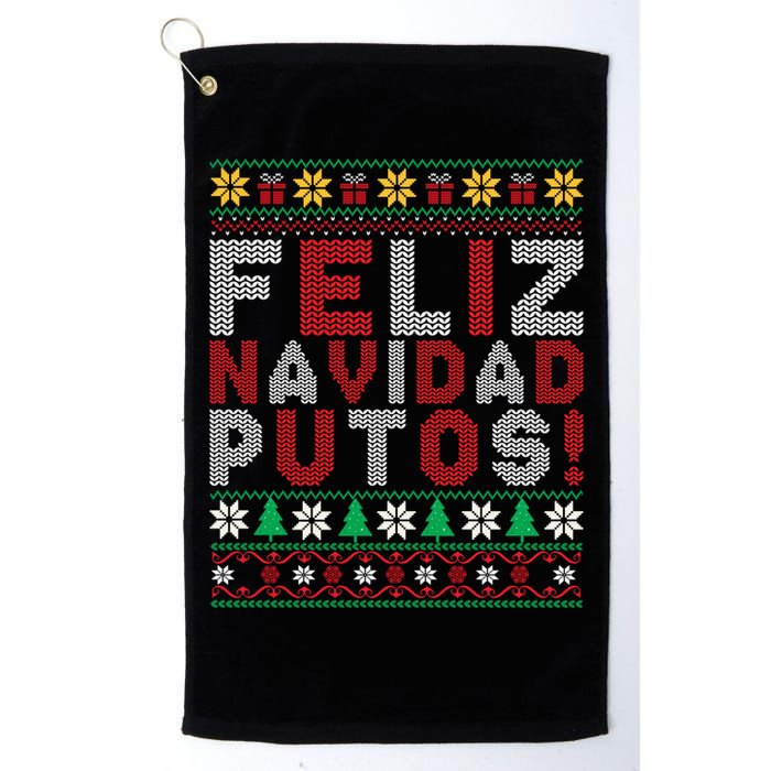 Feliz Navidad Putos Ugly Sweater Christmas Funny Golf Towel