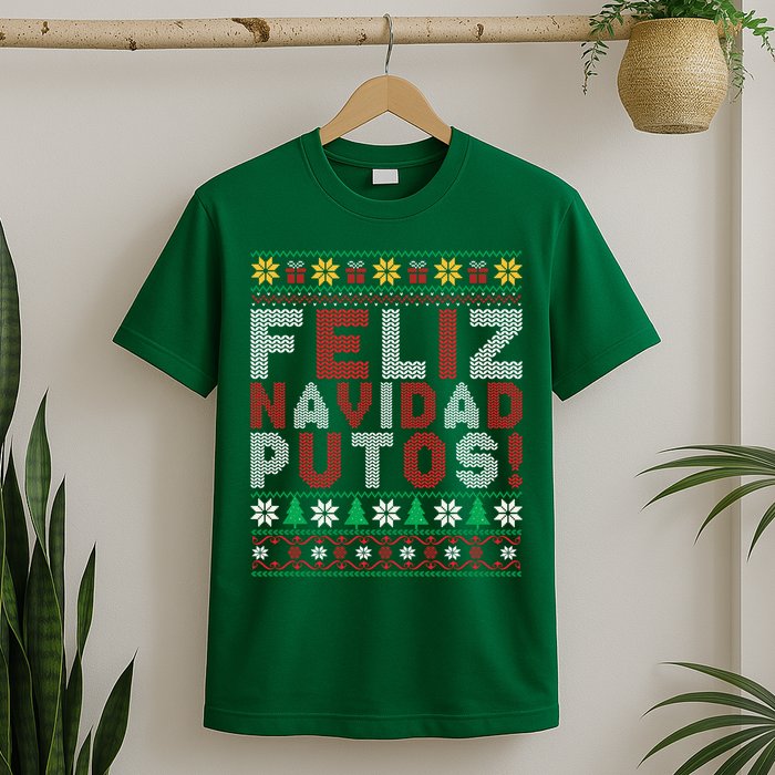 Feliz Navidad Putos Ugly Sweater Christmas Funny T-Shirt