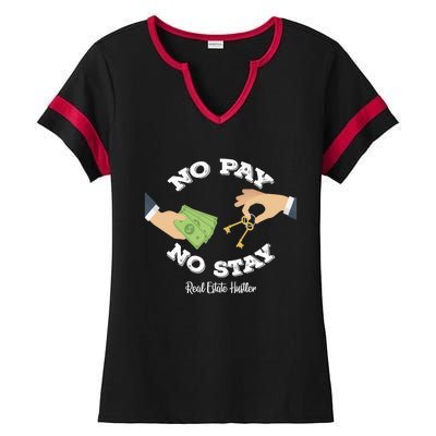 Funny No Pay No Stay Landlord Pay Me Real Estate Investor Gift Ladies Halftime Notch Neck Tee