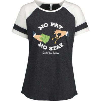 Funny No Pay No Stay Landlord Pay Me Real Estate Investor Gift Enza Ladies Jersey Colorblock Tee