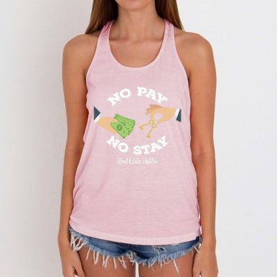 Funny No Pay No Stay Landlord Pay Me Real Estate Investor Gift Women's Knotted Racerback Tank