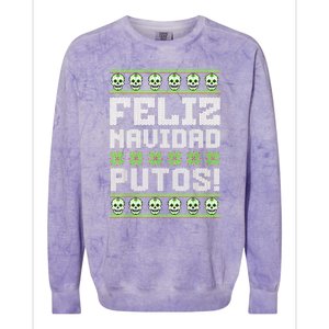 Feliz Navidad Putos Mexican Ugly Christmas Sweater Funny Colorblast Crewneck Sweatshirt