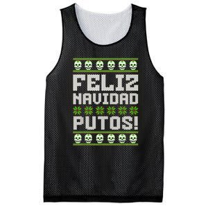 Feliz Navidad Putos Mexican Ugly Christmas Sweater Funny Mesh Reversible Basketball Jersey Tank