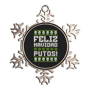 Feliz Navidad Putos Mexican Ugly Christmas Sweater Funny Metallic Star Ornament