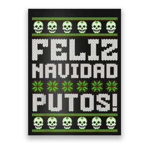 Feliz Navidad Putos Mexican Ugly Christmas Sweater Funny Poster