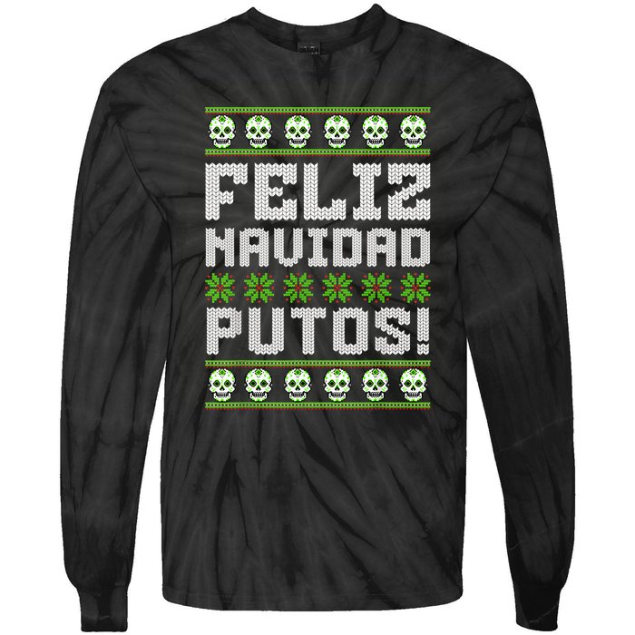 Feliz Navidad Putos Mexican Ugly Christmas Sweater Funny Tie-Dye Long Sleeve Shirt