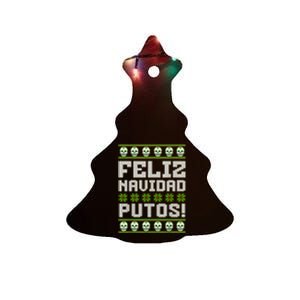 Feliz Navidad Putos Mexican Ugly Christmas Sweater Funny Ceramic Tree Ornament