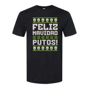 Feliz Navidad Putos Mexican Ugly Christmas Sweater Funny Softstyle CVC T-Shirt