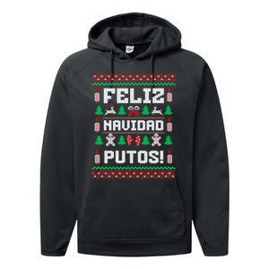 Feliz Navidad Putos Funny Christmas Sweater Design Performance Fleece Hoodie