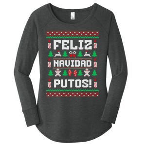 Feliz Navidad Putos Funny Christmas Sweater Design Women's Perfect Tri Tunic Long Sleeve Shirt