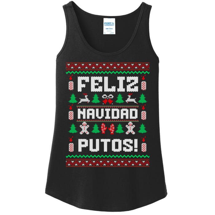 Feliz Navidad Putos Funny Christmas Sweater Design Ladies Essential Tank