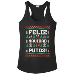 Feliz Navidad Putos Funny Christmas Sweater Design Ladies PosiCharge Competitor Racerback Tank