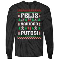 Feliz Navidad Putos Funny Christmas Sweater Design Tie-Dye Long Sleeve Shirt