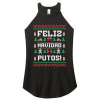 Feliz Navidad Putos Funny Christmas Sweater Design Women's Perfect Tri Rocker Tank