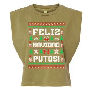 Feliz Navidad Putos Funny Christmas Sweater Design Garment-Dyed Women's Muscle Tee