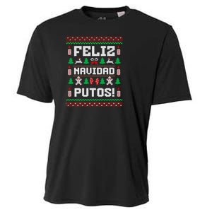 Feliz Navidad Putos Funny Mexican Christmas Sweater Design Sweatshirt Cooling Performance Crew T-Shirt