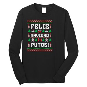 Feliz Navidad Putos Funny Mexican Christmas Sweater Design Sweatshirt Long Sleeve Shirt