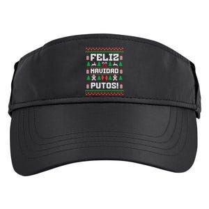 Feliz Navidad Putos Funny Mexican Christmas Sweater Design Sweatshirt Adult Drive Performance Visor