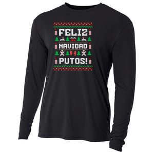 Feliz Navidad Putos Funny Mexican Christmas Sweater Design Sweatshirt Cooling Performance Long Sleeve Crew