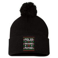 Feliz Navidad Putos Funny Mexican Christmas Sweater Design Sweatshirt Pom Pom 12in Knit Beanie