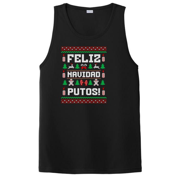 Feliz Navidad Putos Funny Mexican Christmas Sweater Design Sweatshirt PosiCharge Competitor Tank