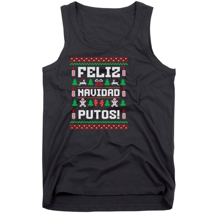 Feliz Navidad Putos Funny Mexican Christmas Sweater Design Sweatshirt Tank Top