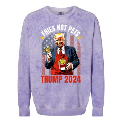 Fries Not Pets Trump 2024 Satirical Graphic Colorblast Crewneck Sweatshirt