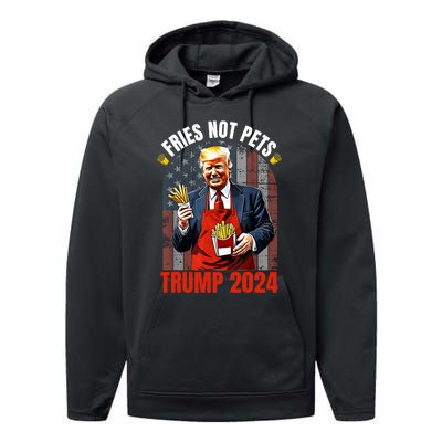 Fries Not Pets Trump 2024 Satirical Graphic Performance Fleece Hoodie